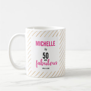 Happy 50th Birthday 50 & fabulous Typography chic Coffee Mug