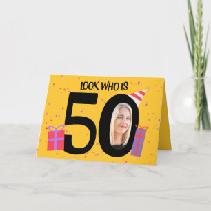 Happy 50th Birthday Big 50 Picture Frame Holiday Card