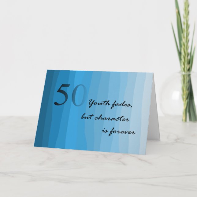 Happy 50th Birthday Blues Card (Front)