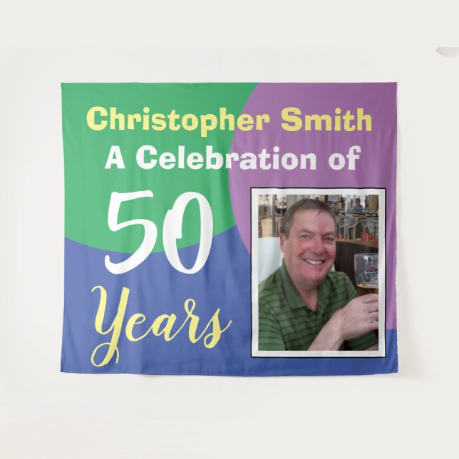 Happy 50th Birthday Celebration with Photo Tapestry (Front (Horizontal))