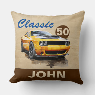 happy 50th birthday Classic Muscle Car Cushion