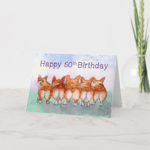 Happy 50th Birthday, corgi dogs birthday card