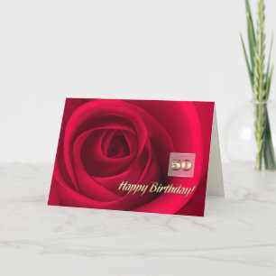 Happy 50th Birthday. Elegant Red Rose Card