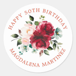 Happy 50th Birthday Floral Custom Envelope Seal