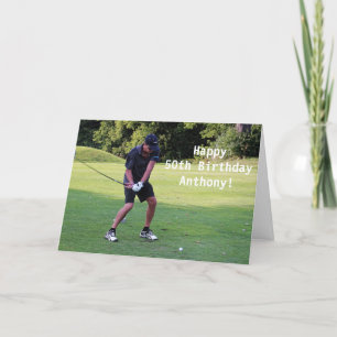 Happy 50th Birthday Golfer Sports Photo Thank You Card