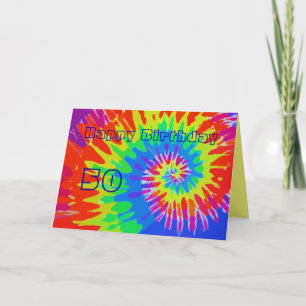 Happy 50th Birthday Groovy Tie-Dye Card
