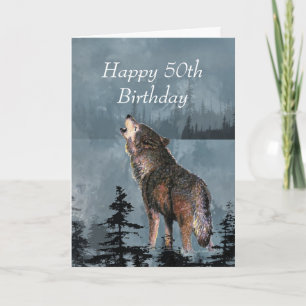 Happy 50th Birthday Howling Wolf You're Awesome  Card