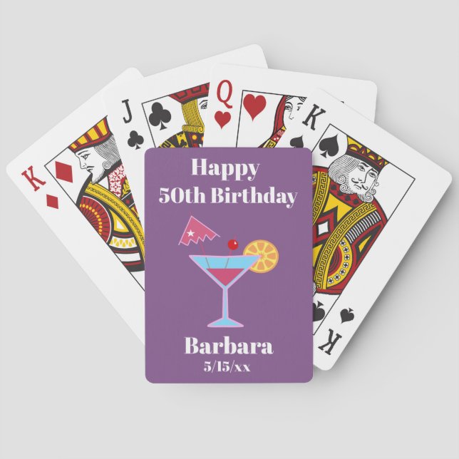 Happy 50th Birthday Martini Playing Cards