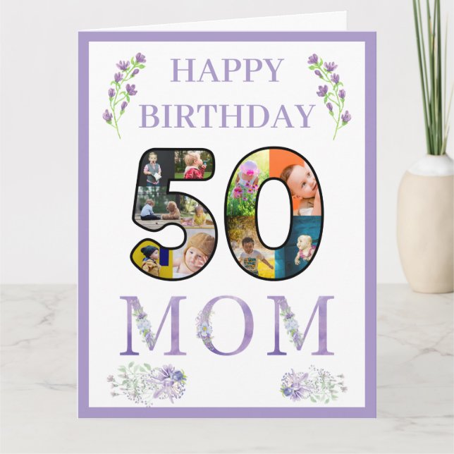 Happy 50th Birthday Mom Photo Collage Template (Front)
