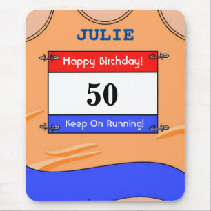 Happy 50th Birthday Mouse Mat for a Runner