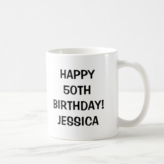 Happy 50th Birthday mug | Personalizable age year (Right)