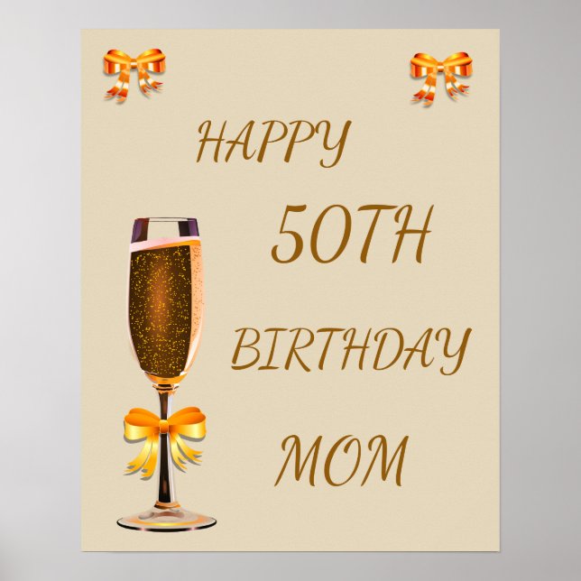 Happy 50th Birthday Mum Poster (Front)