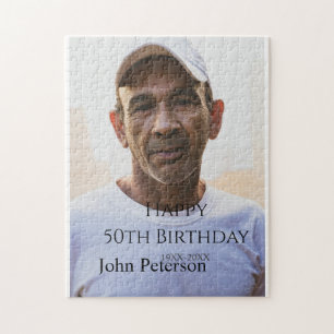 Happy 50th birthday name photo year man simple min jigsaw puzzle