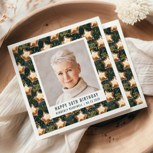 Happy 50th Birthday Photo Glam Star Balloons Napkin