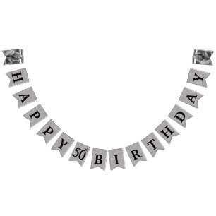 Happy 50th Birthday Photo Silver Glitter Bunting