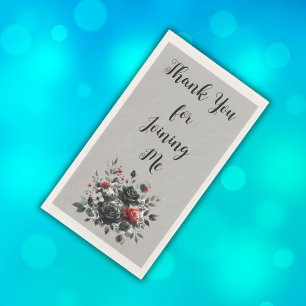 Happy 50th Birthday Red and Black Roses   Napkin