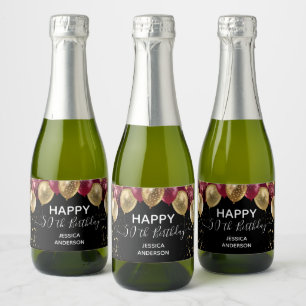 Happy 50th Birthday red and gold Sparkling Wine La Label
