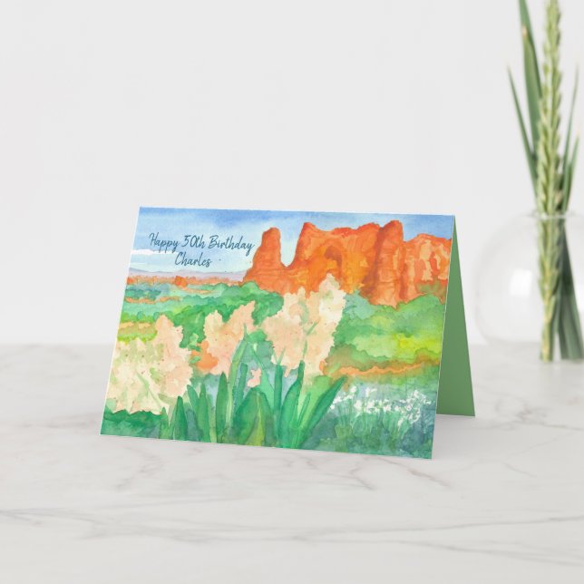 Happy 50th Birthday Red Rock Southwest Desert Card (Front)