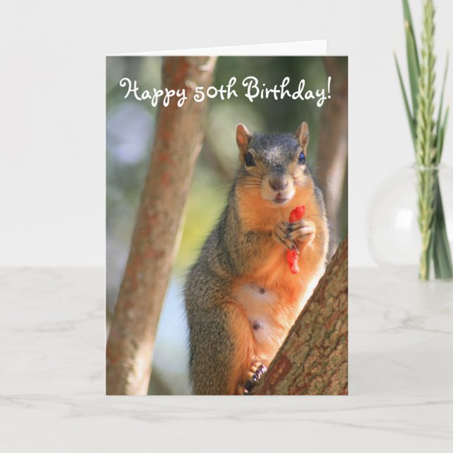 Happy 50th Birthday Squirrel greeting card (Front)