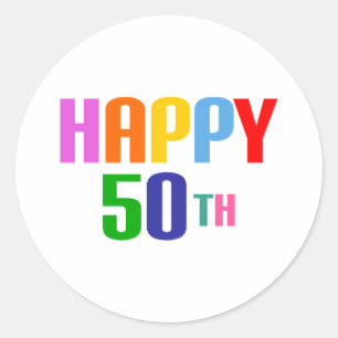 Happy 50th classic round sticker