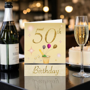 Happy 50th Gold Glamours Birthday Card