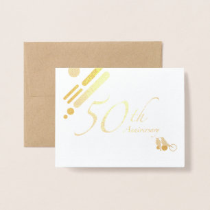 Happy 50th Golden Anniversary Mod Birds Foil Card