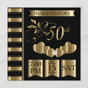 Happy 50th Golden Wedding Anniversary Invitation