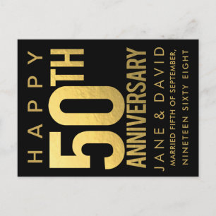 Happy 50th Golden Wedding Anniversary Personalised Postcard