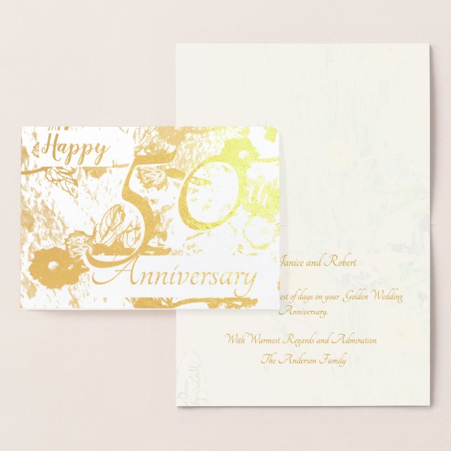 Happy 50th Golden Wedding Anniversary w/text Card (Display)