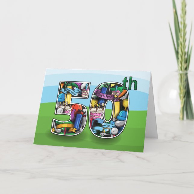 Happy 50th Golf themed birthday design Card (Front)