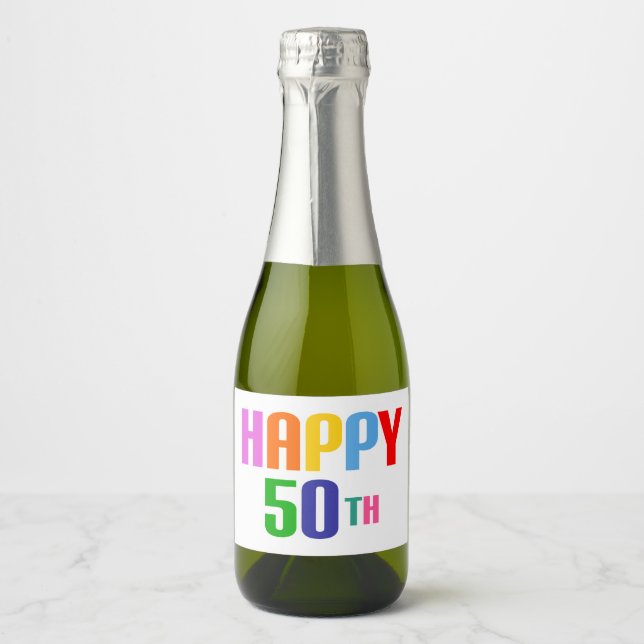 Happy 50th sparkling wine label (Front)