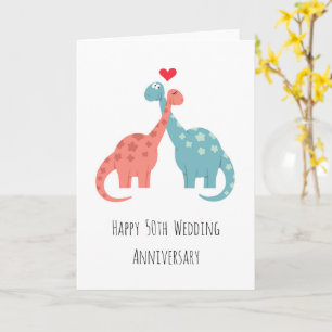 Happy 50th Wedding Anniversary Cute Dinosaurs Card
