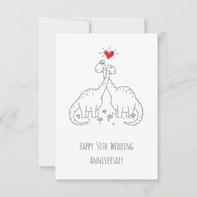 Happy 50th Wedding Anniversary Dinosaurs Card (Front)