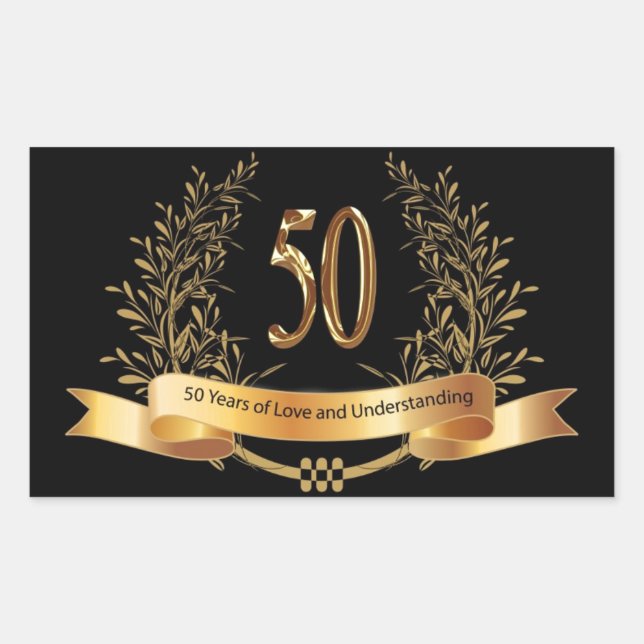 Happy 50th Wedding Anniversary Gifts Rectangular Sticker (Front)