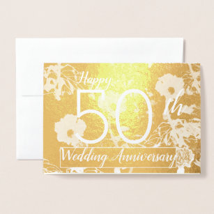 "Happy 50th Wedding Anniversary" Gold Foil Card
