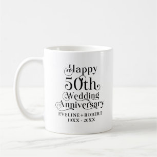 Happy 50th Wedding Anniversary Gold Typography Coffee Mug