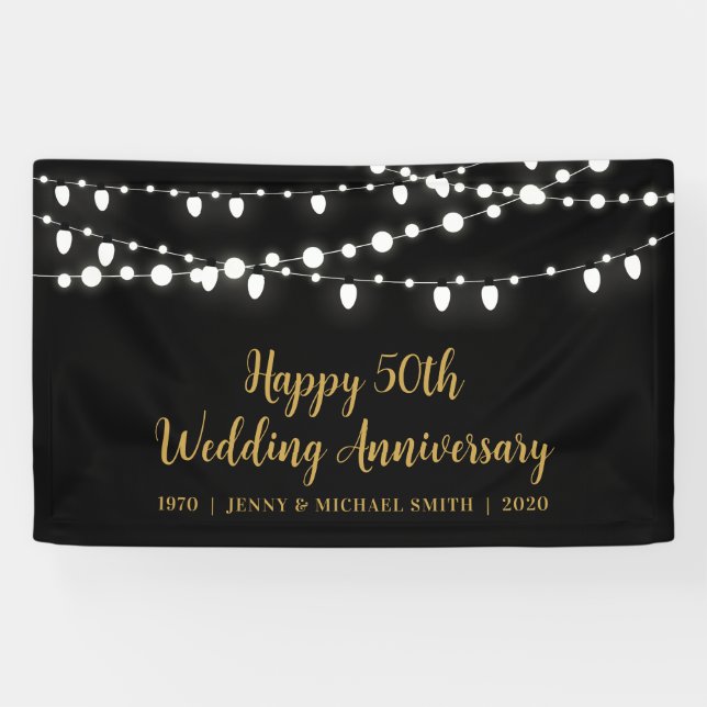 Happy 50th Wedding Anniversary Party Banner (Horizontal)
