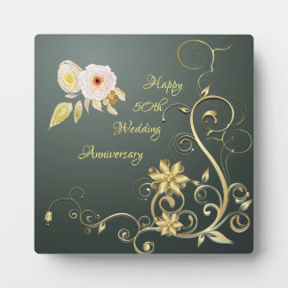 Happy 50th Wedding Anniversary Plaque with Easel