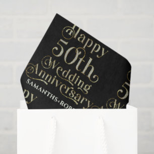 Happy 50th Wedding Anniversary Typography Tissue Paper