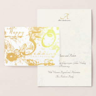 "Happy 50th Wedding Anniversary" Wishes Foil Card