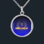 Happy 50th Wedding  Sterling Silver Round Necklace<br><div class="desc">Happy 50th Wedding Anniversary Sterling Silver Round Necklace, Beautiful,  high quality artwork.Unique,  directly produced from my original mixed media  and digital artwork designs.©2014 hgmdigitalarts ~ All Rights Reserved</div>