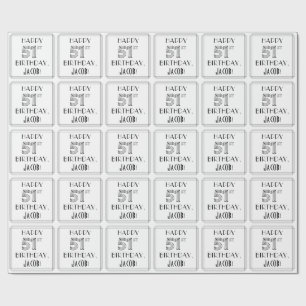 HAPPY 51ST BIRTHDAY; Art Deco Style; Custom Name Wrapping Paper