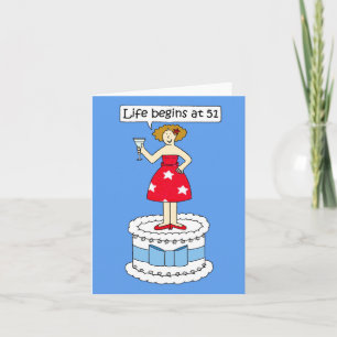 Happy 51st Birthday Lady on a Cake Card