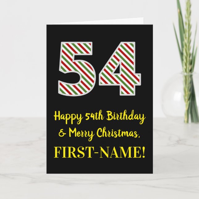 Happy 54th Birthday & Merry Christmas, Custom Name Card (Front)