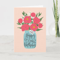 Happy 54th Birthday Neighbour w Mason Jar of Flowe