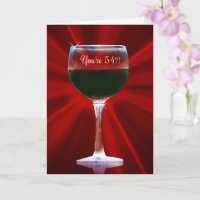 Happy 54th Birthday with Red Wine and Glass Funny
