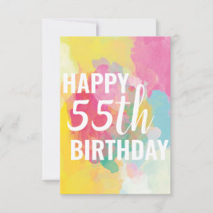 Happy 55th Birthday Card ("Watercolour Gradients")