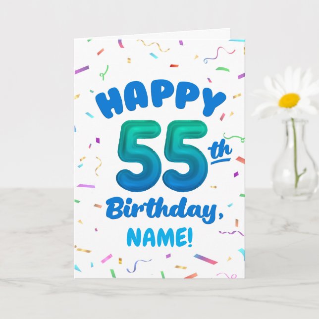 Happy 55th Birthday Card with Custom Name (Small Plant)