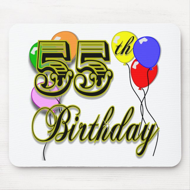Happy 55th Birthday Celebration Mouse Pad (Front)