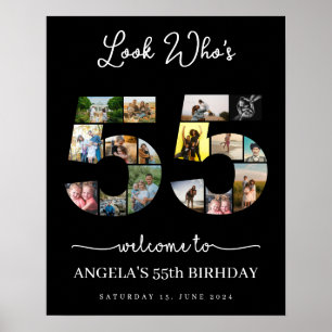 happy 55th birthday look who's 55 Photo Collage Poster